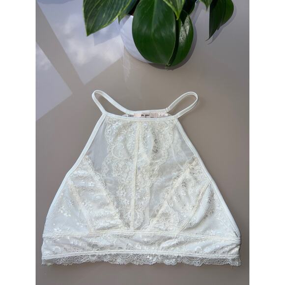 Mi Ami Francesca's Mia Ivory Lace Front Halter Bralette small bra - Picture 1 of 12